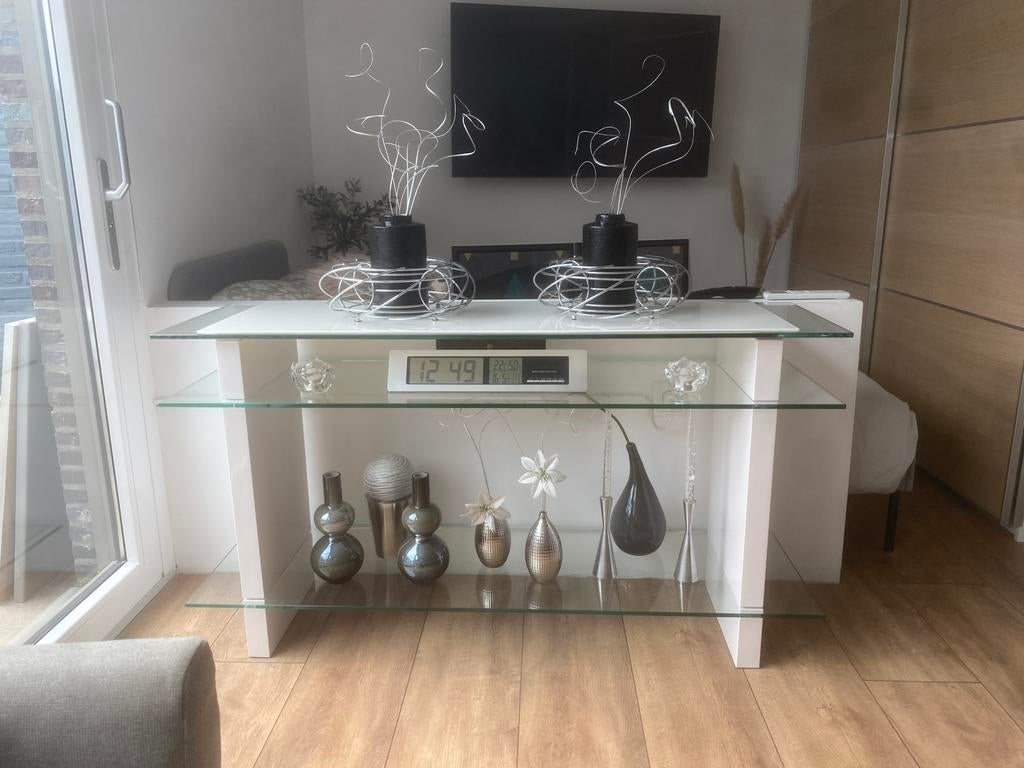 Woonkamer meubels van extra gehard glas en metaal, Huis en Inrichting, Keuken | Complete keukens, Zo goed als nieuw, Overige typen