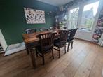 Antieke koloniale eettafel met 6 stoelen, Ophalen, Gebruikt, 50 tot 100 cm, 150 tot 200 cm