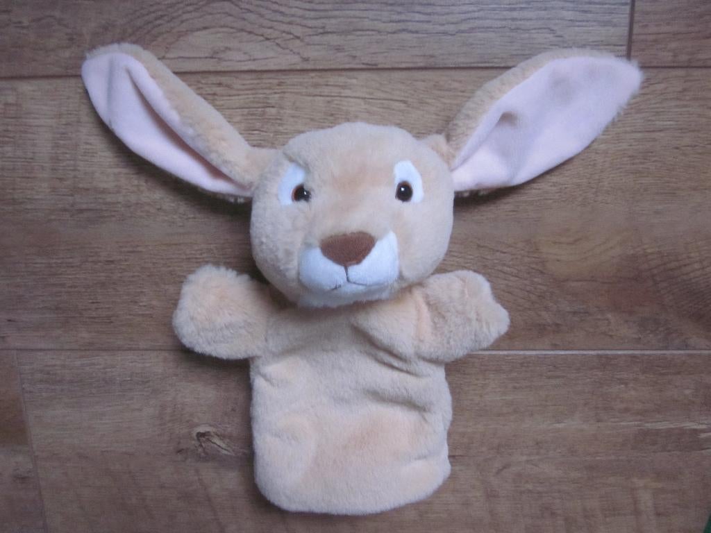 The Puppet Company lichtbruin zacht pluche handpop konijn, Ophalen of Verzenden, Nieuw, Konijn