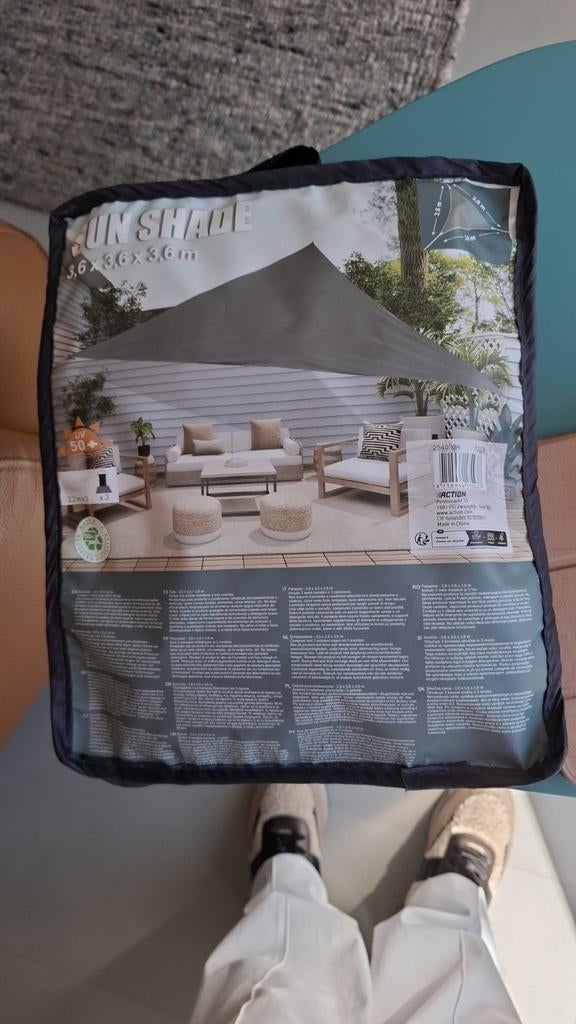 Schaduwdoek afmeting 2.2 x 3 meter grijs, Ophalen of Verzenden, Zo goed als nieuw