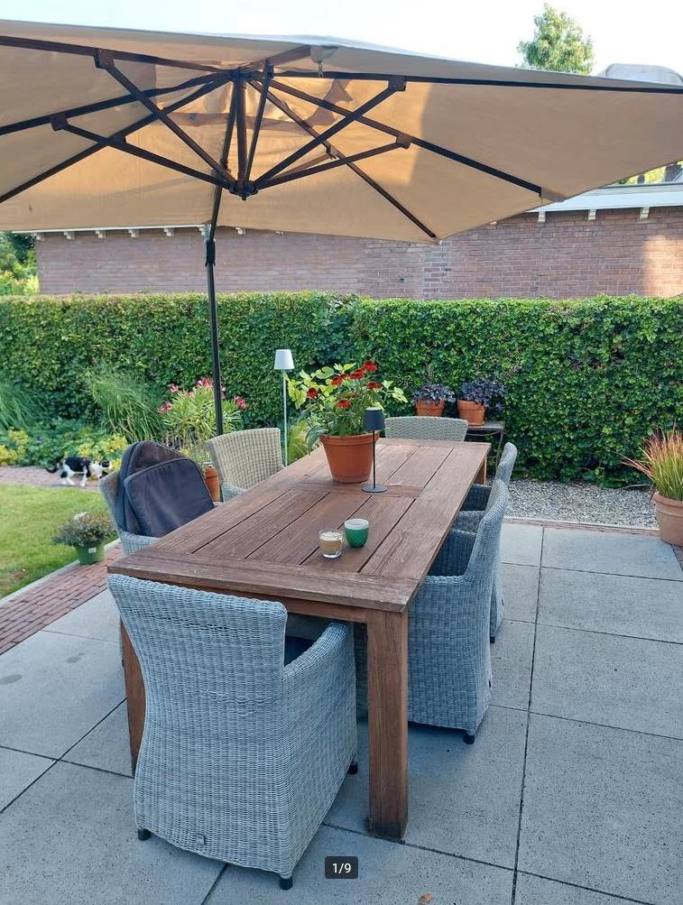 Teak houten tuintafel, Tuin en Terras, Ophalen, Gebruikt, Rechthoekig, Teakhout