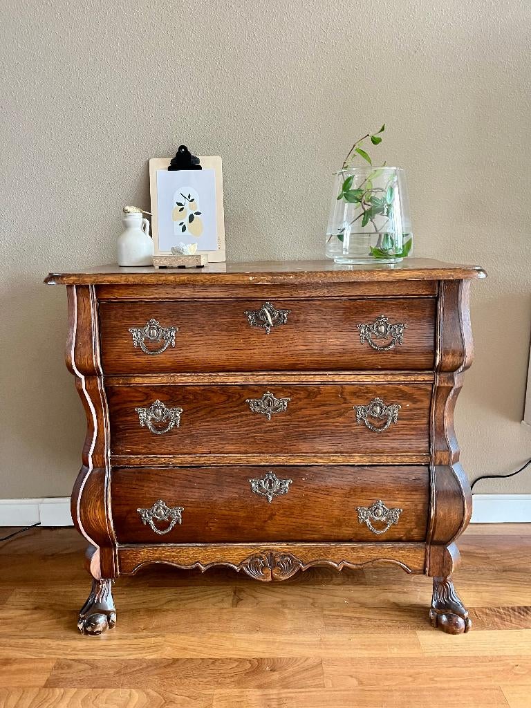 buikkast art deco eiken buik kast lade leg vintage meiden, Huis en Inrichting, Kasten | Ladekasten, Ophalen, Gebruikt, Eikenhout