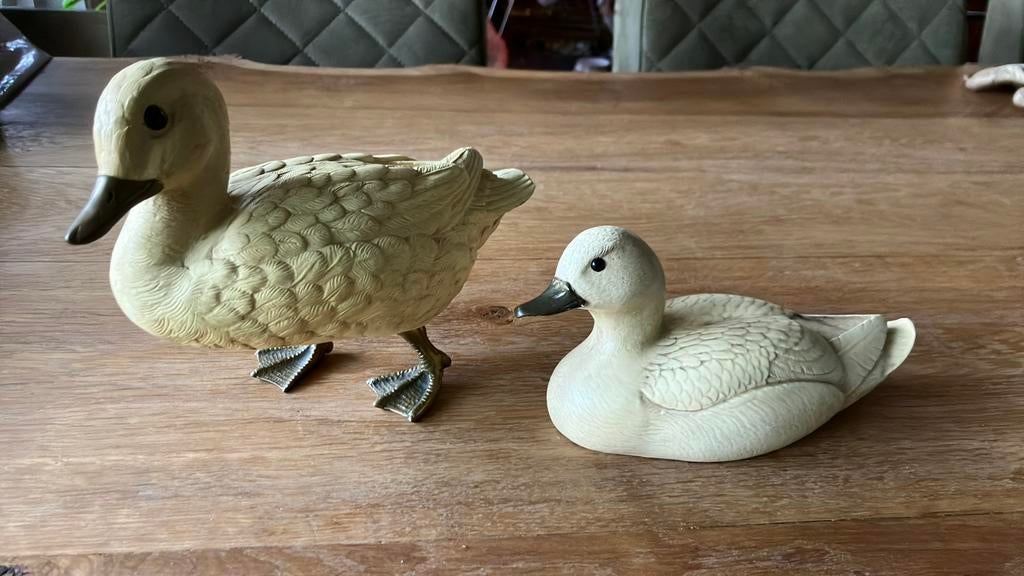 Twee decoratieve eenden elli malevolti, Ophalen of Verzenden, Gebruikt, Beige, Overige materialen