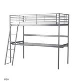 IKEA SVÄRTA Hoogslaper met Bureau - Zilverkleurig, Ophalen, Gebruikt, Eenpersoons, 200 cm