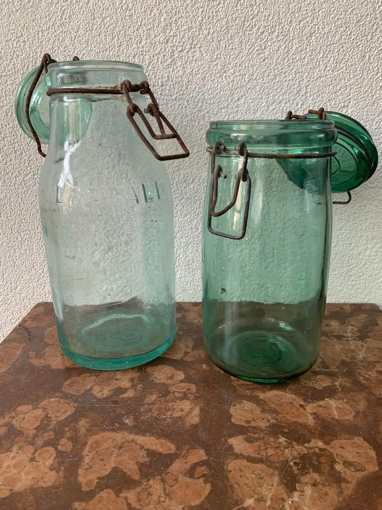 Vintage weckpotten met beugelsluiting - decoratie, Ophalen, Groen, Vintage, Gebruikt