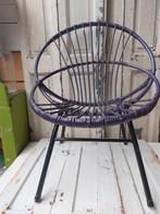 Rotan fauteuil paars vintage, Gebruikt, Vintage, 75 tot 100 cm, Ophalen of Verzenden