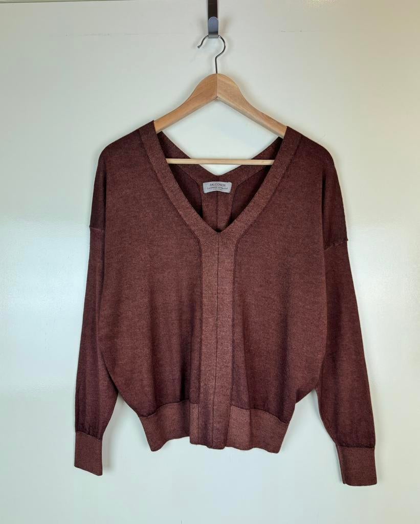 FALCONERI 100% Cashmere Ultralight Sweater Loro Piana Style, Bruin, Ophalen of Verzenden, Zo goed als nieuw, Lange mouw