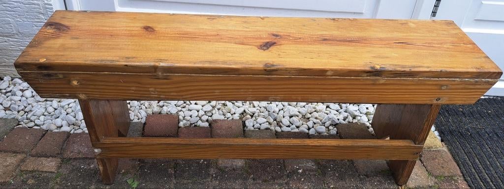 Twee houten bankjes, Ophalen, Gebruikt, Hout