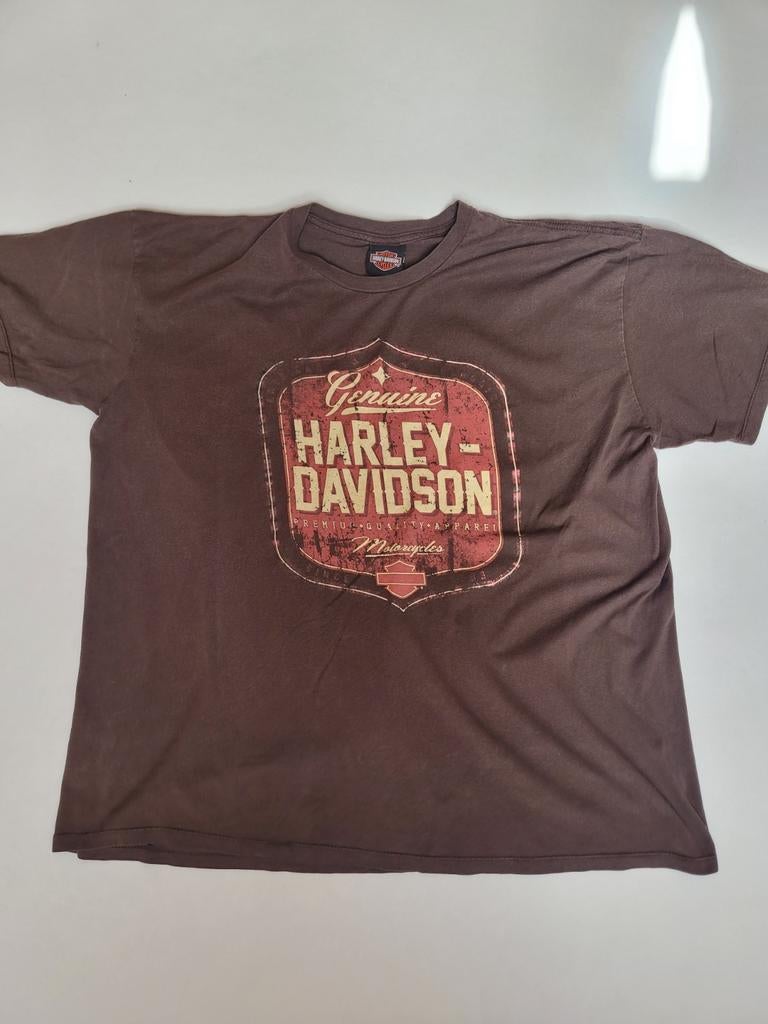 Vintage Harley Davidson T-shirt met patch - Goede staat, Kleding | Heren, T-shirts, Bruin, Overige maten, Ophalen of Verzenden