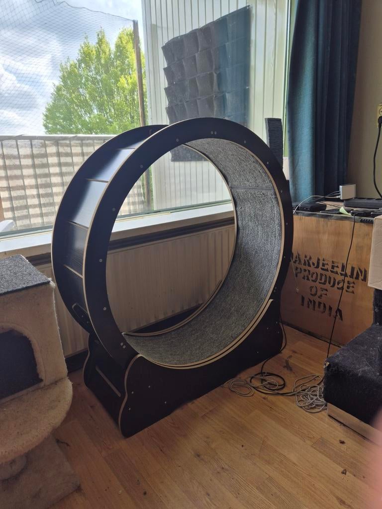 Katten loopwiel, zwart, h 1m- b 0.9m,, Ophalen, Zo goed als nieuw, Overig speelgoed