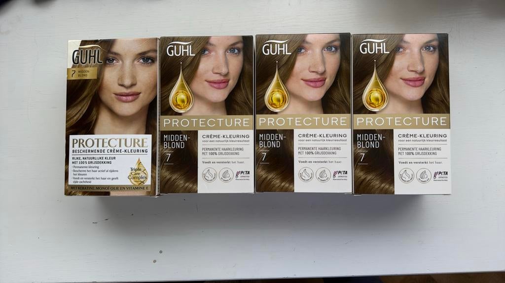 4 nieuwe verpakkingen haarkleuring middenblond Guhl, Ophalen of Verzenden, Nieuw, Overige typen