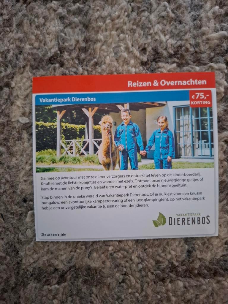 Vakantiepark Dierenbos €75 korting, Kortingsbon, Overige typen