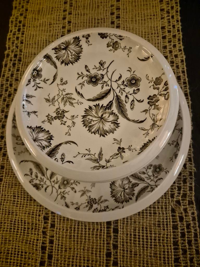 Gebakstel: taartschaal en 12 gebaksbordjes Enoch Wedgewood, Antiek en Kunst, Ophalen of Verzenden