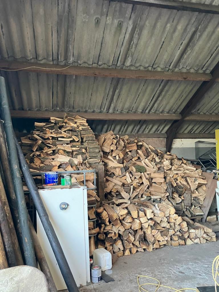 Mooi droog eikenhout per kuub - Direct stookklaar!, Tuin en Terras, Haardhout, 6 m³ of meer, Ophalen, Eikenhout, Blokken