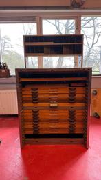 Vintage letterkast met letterbakken, Ophalen, 5 laden of meer, 50 tot 100 cm, Zo goed als nieuw
