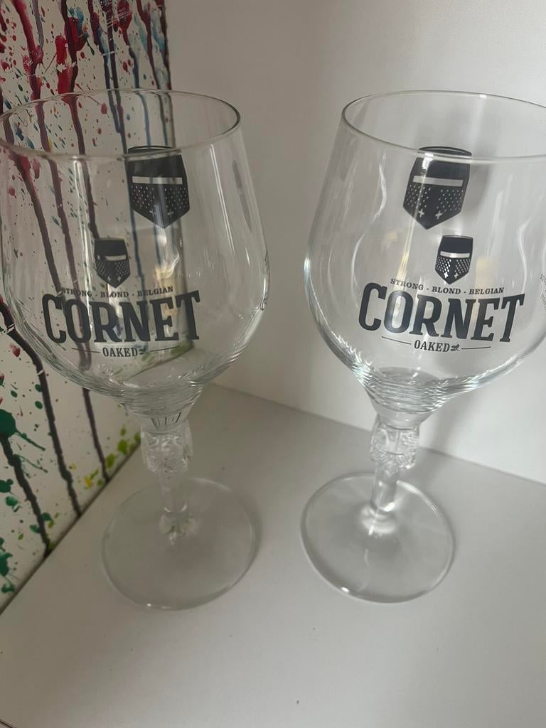 Cornet bierglazen set van 2 glazen, Verzamelen, Ophalen of Verzenden, Nieuw, Glas of Glazen, Overige merken