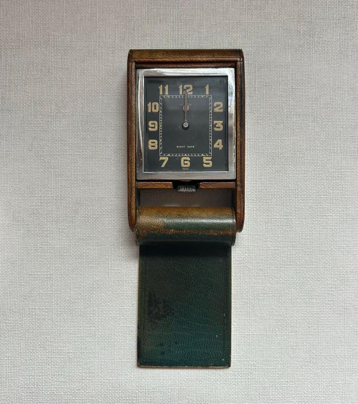 Vintage ( Jeager ) le Coutre 8 daagse Reiswekker - Opknapper, Antiek en Kunst, Antiek | Klokken, Verzenden