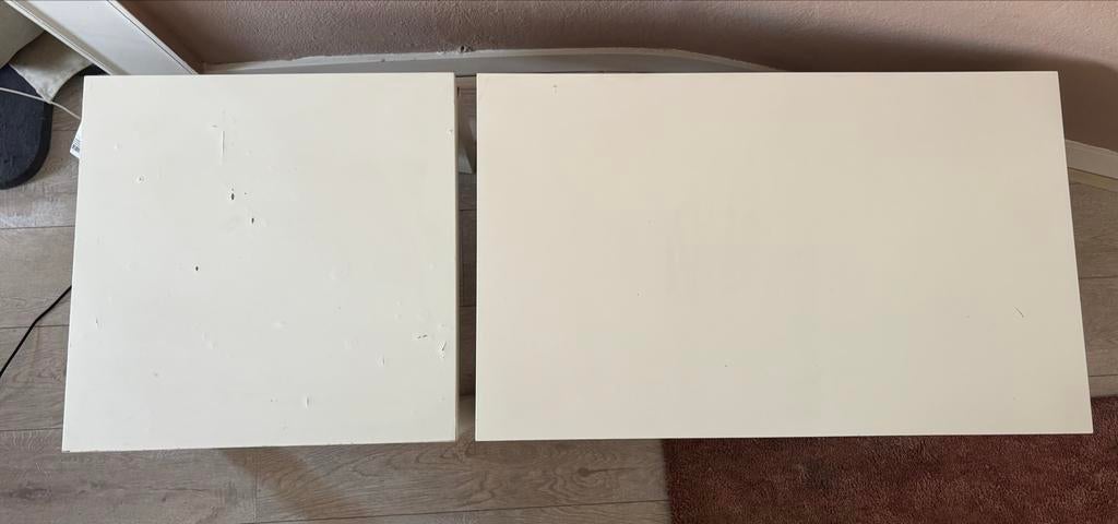 2 witte Ikea bijzettafels, Minder dan 45 cm, Minder dan 55 cm, Gebruikt, Ophalen of Verzenden