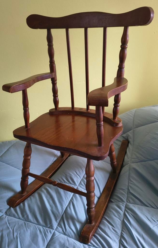 Antieke Engelse Windsor kinder-schommelstoel massief hout, Antiek en Kunst, Ophalen