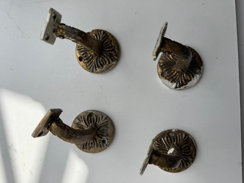 Brocante Koperen Leuningdragers - Set van 4, Ophalen of Verzenden