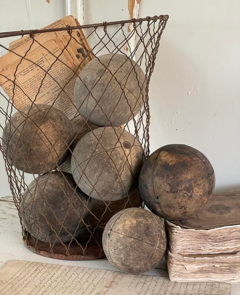 Brocante oude massief houten ballen, Antiek en Kunst, Ophalen of Verzenden