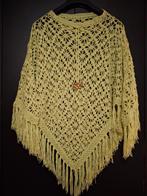 Handgemaakte groene poncho met franjes, Ophalen of Verzenden