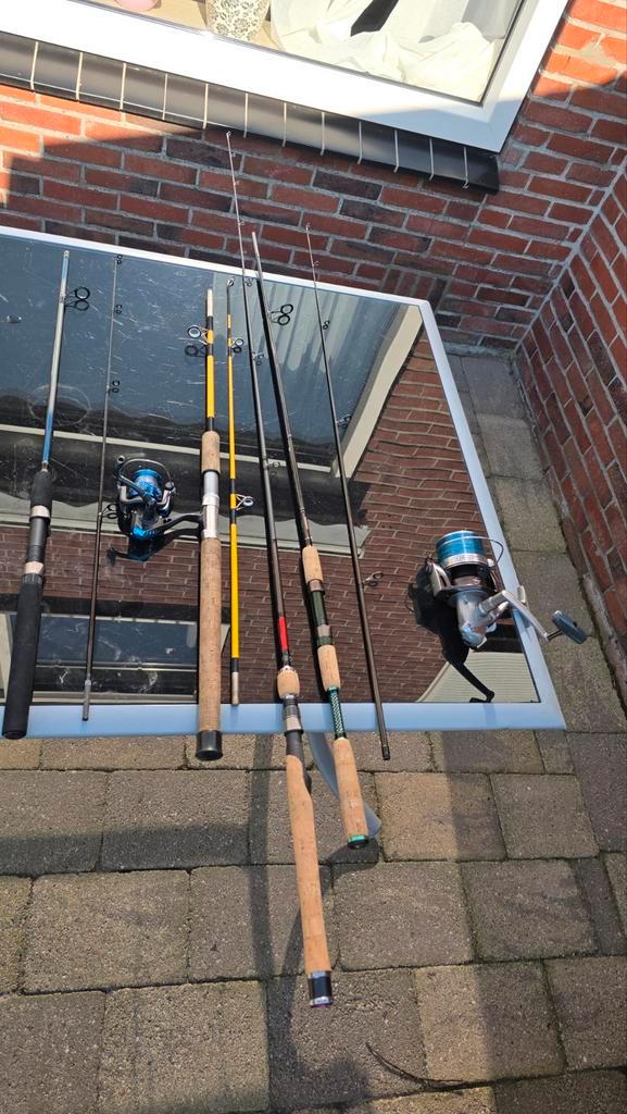 Visspullen ,hengels,molens, Watersport en Boten, Hengelsport | Algemeen, Zo goed als nieuw, Werphengel, Ophalen