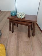 Set van 2 rustieke houten bijzettafels, Gebruikt, 50 tot 100 cm, Rustiek, Minder dan 50 cm