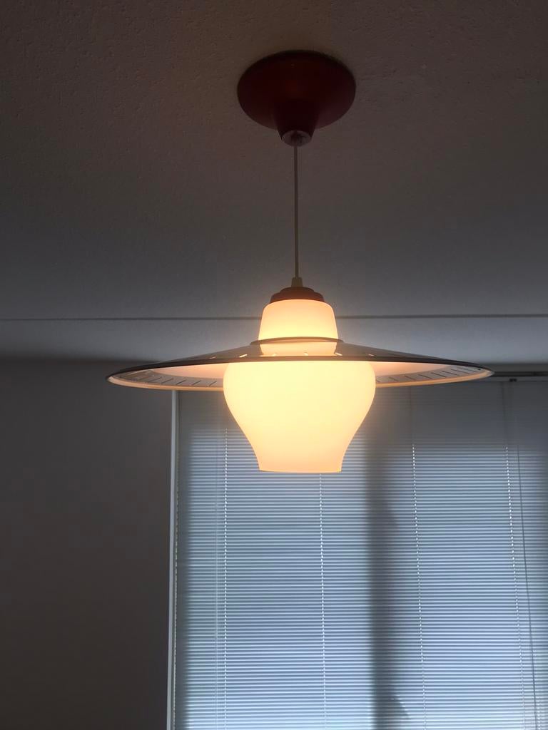 Vintage hanglamp, Philips Louis Kalff?, Huis en Inrichting, Lampen | Hanglampen, Ophalen of Verzenden, Zo goed als nieuw, Metaal