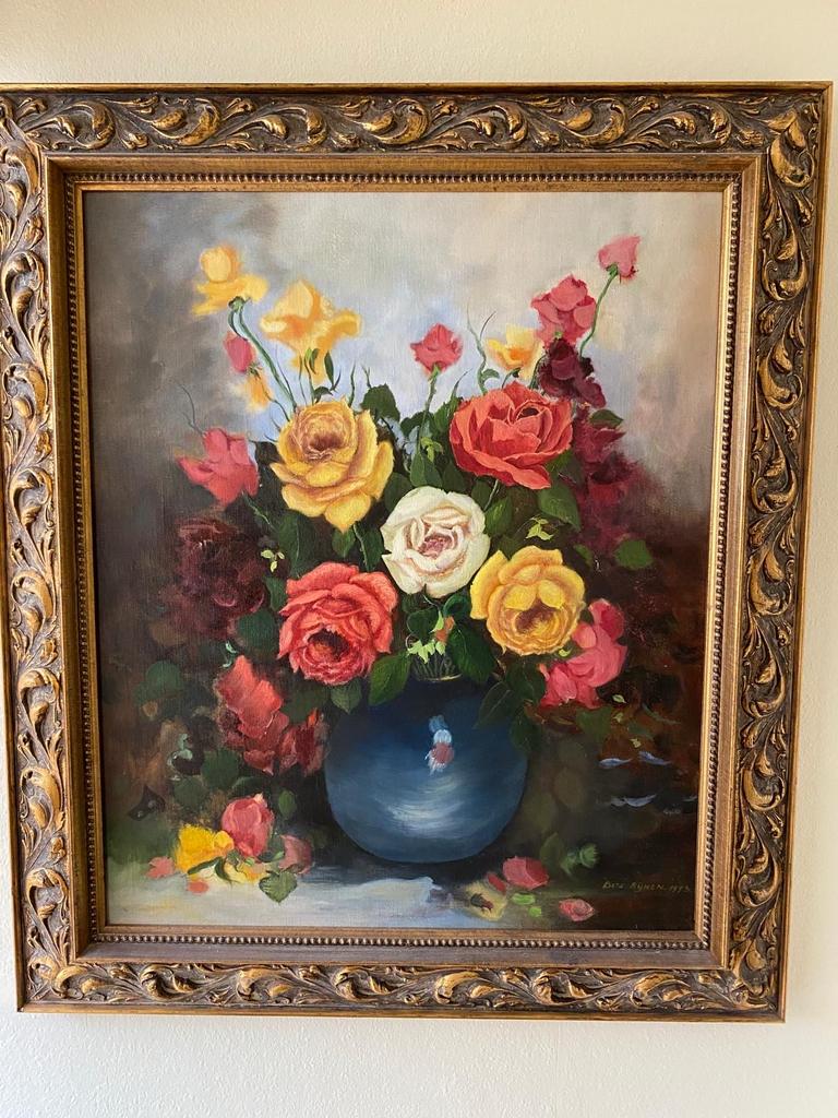 Prachtig bloemenschilderij in klassieke lijst, Antiek en Kunst, Ophalen of Verzenden
