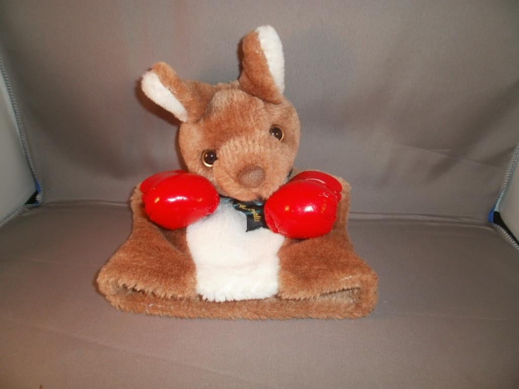 vintage Australia handpop konijn boks handschoenen bruin/wit, Kinderen en Baby's, Konijn, Ophalen of Verzenden, Zo goed als nieuw