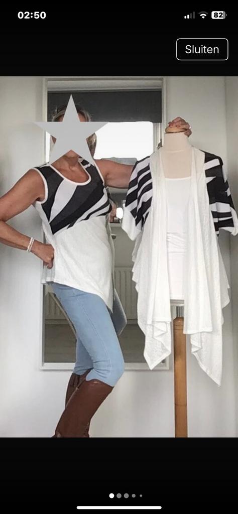 Joseph Ribkoff 2-delige set top +  wit zwart offwhite mt 42, Kleding | Dames, Tops, Zwart, Maat 42/44 (L), Ophalen of Verzenden