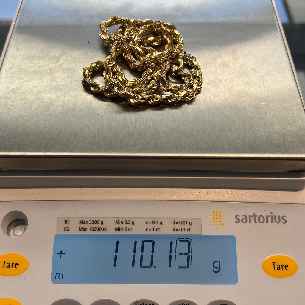 18k gouden rope ketting massief schakel 110 gram, Ophalen of Verzenden, Nieuw, Goud