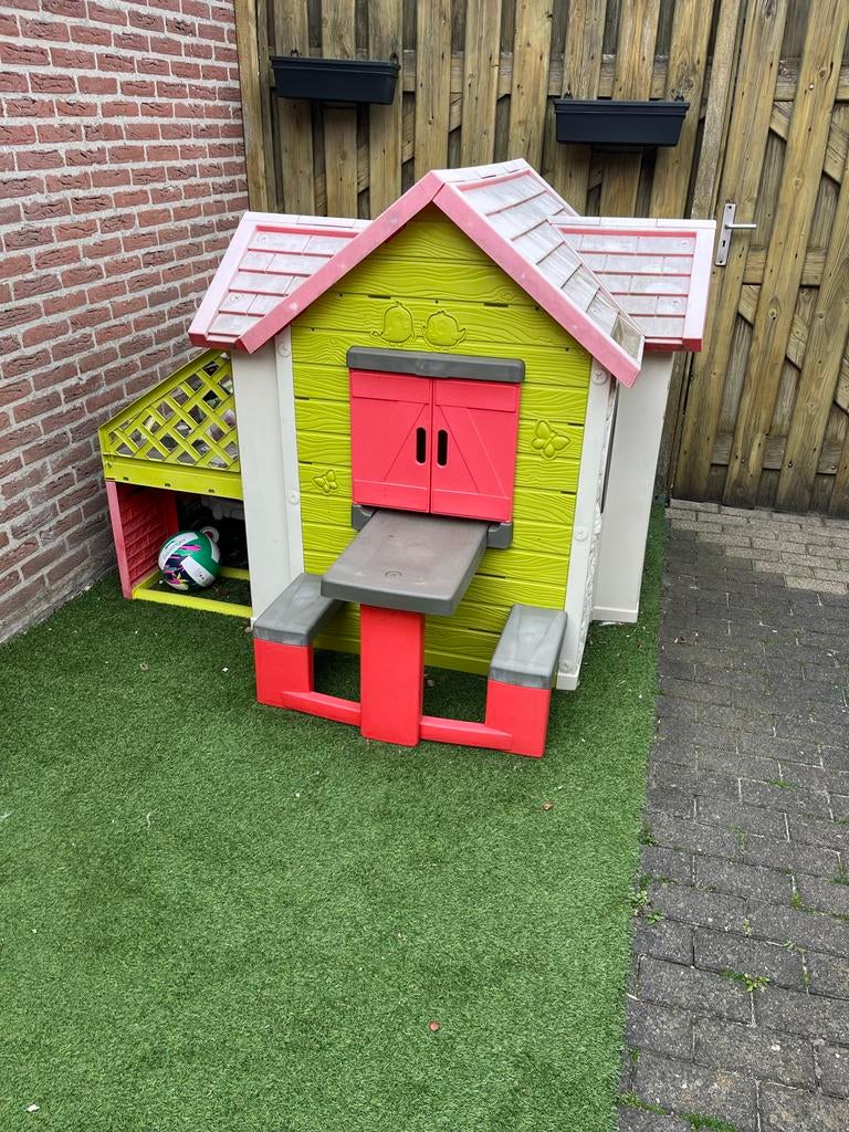 Smoby speelhuisje met verkleurd dak - verder netjes, Ophalen, Gebruikt, Kunststof