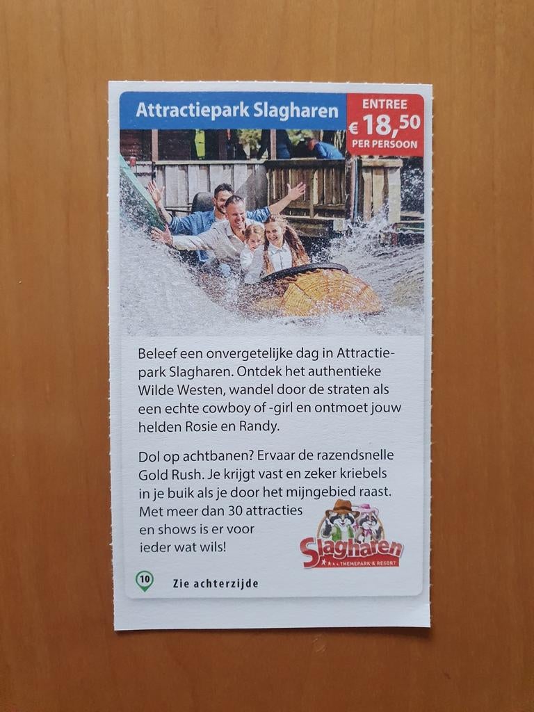 Attractiepark Slagharen entree €18,50 p.p., Drie personen of meer, Kortingskaart