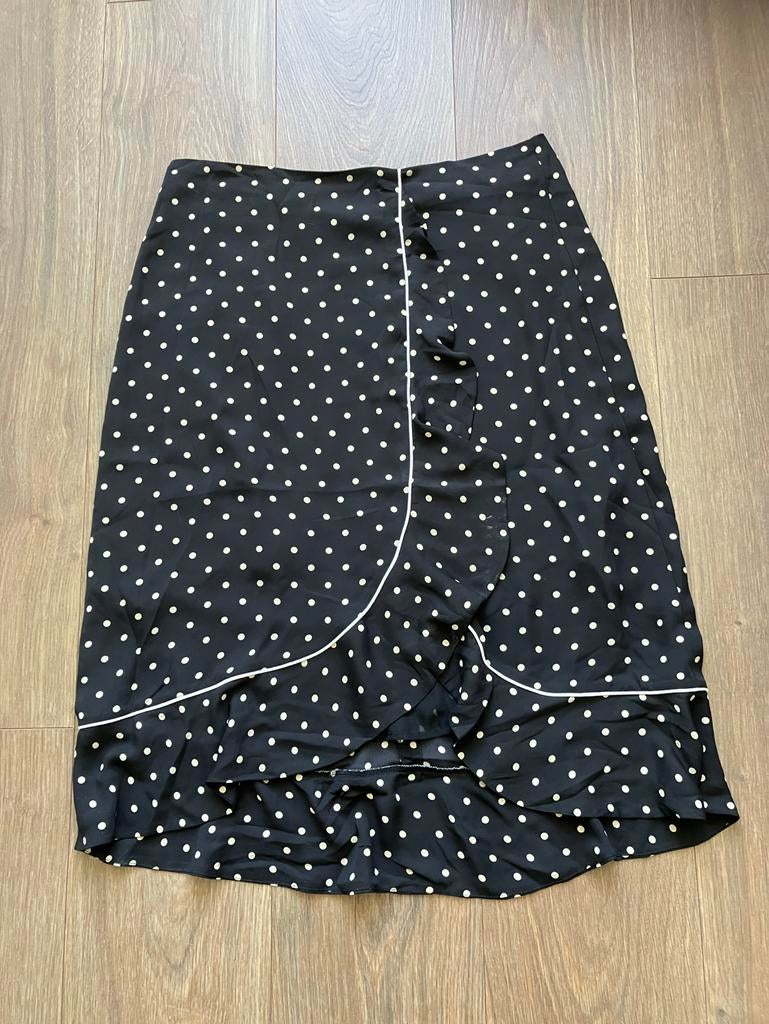 Rok Opus met stippenpatroon, Kleding | Dames, Rokken, Maat 38/40 (M), Zwart, Ophalen of Verzenden, Knielengte