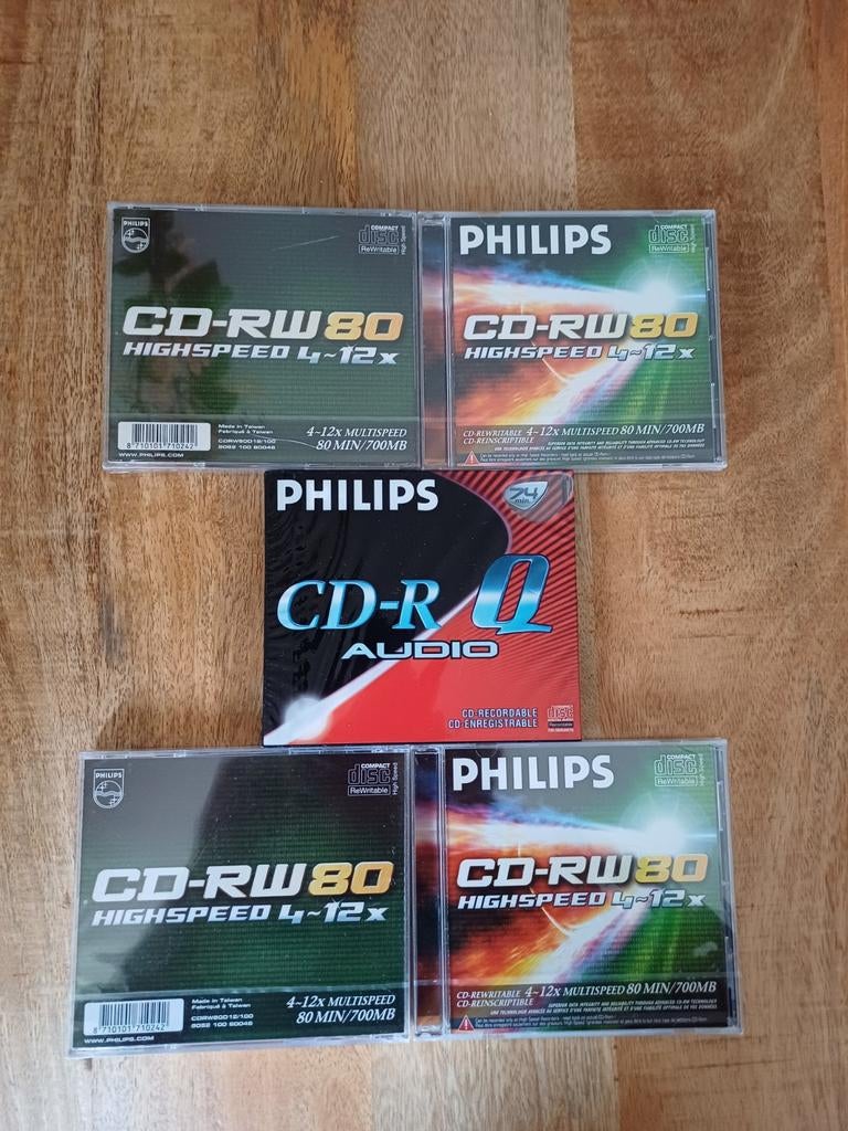 Philips CD-RW80 Highspeed en CD-R Audio Discs, Philips, Herschrijfbaar, Cd, Nieuw