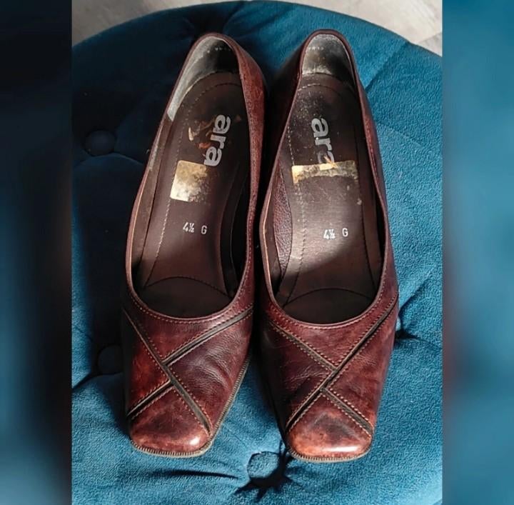 Vintage bruin leren pumps Ara Luftpolster maat 37.5, Ophalen, Zo goed als nieuw, Bruin