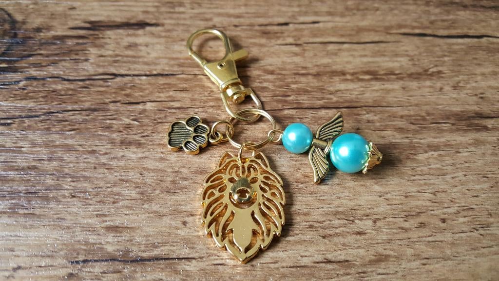 Sleutelhanger / Tashanger Samojeed met lucky angel engeltje, Dieren en Toebehoren, Verzenden, Nieuw
