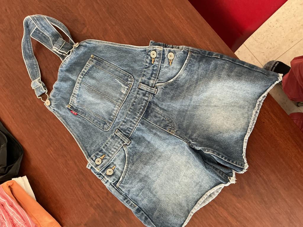 Korte tuinbroek spijkerstof. Maat 14 Reg., Ophalen of Verzenden, Zo goed als nieuw, Blauw, W27 (confectie 34) of kleiner