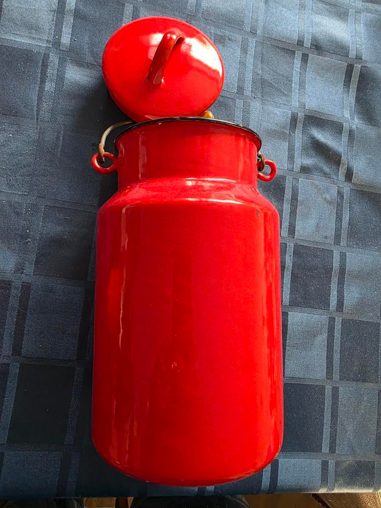 Emaille Melkkan en beker, Antiek en Kunst, Ophalen