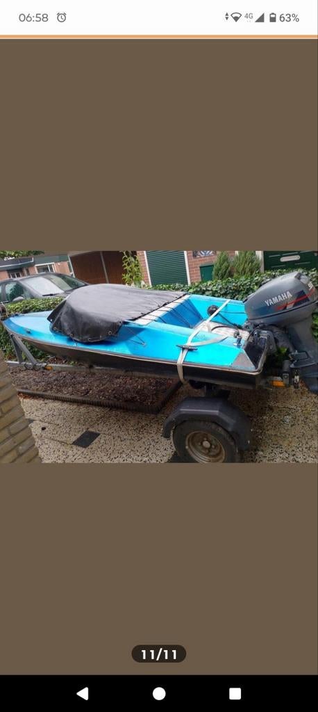 Spitfire + 9.9 pk Yamaha , aanhanger, afdekzeil, elekt start, Watersport en Boten, Ophalen, Gebruikt, 6 meter of meer, Minder dan 70 pk