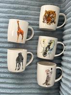 🐅Mokken Animal Friends: Giraffe, Zebra,Tijger, Olifant, Kat, Gebruikt, Keramiek, Ophalen of Verzenden, Overige stijlen