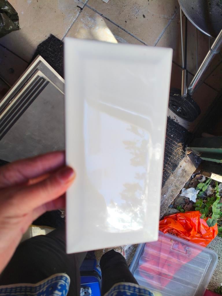 39 witte metro tegels 10x20 cm, Nieuw, 20 tot 40 cm, Minder dan 5 m², Wandtegels