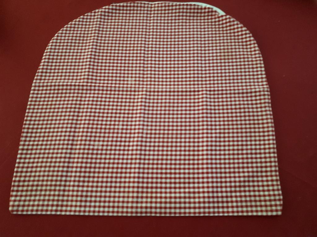 Een rood geblokt rond lopende kussenhoes met rits, Ophalen of Verzenden, Zo goed als nieuw, Overige kleuren, Overige vormen