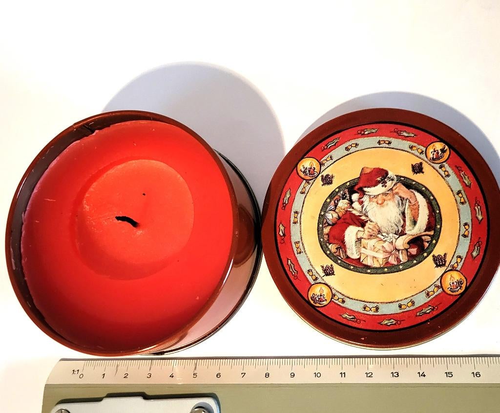 2 kerstkaarsenblikken. kerst kaarsen blikken Vintage Retro, Ophalen of Verzenden, Overige