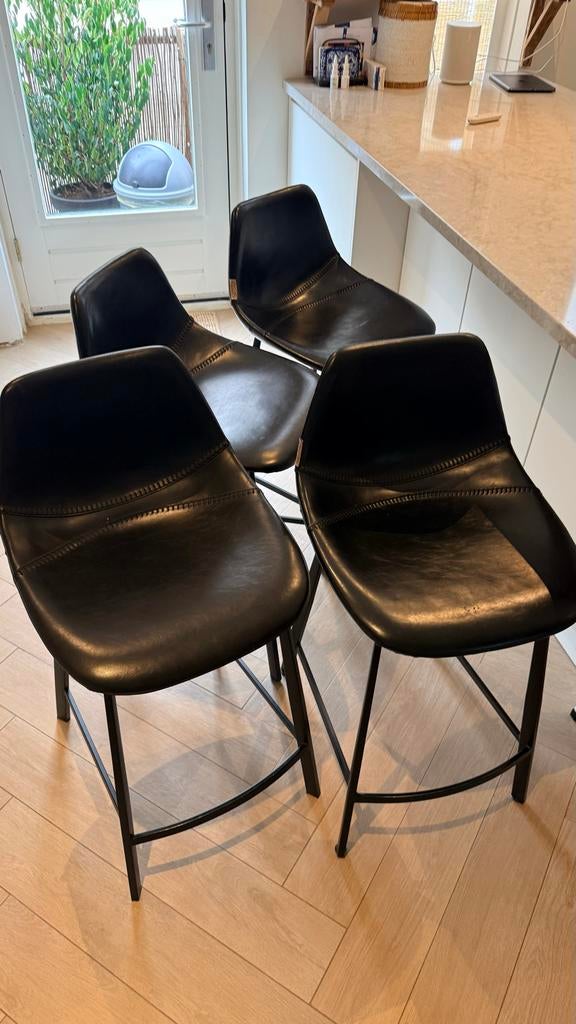Mooie Dutchbone barstoelen - 6 stuks (ook minder), 5 krukken of meer, Met voetsteun, 60 tot 90 cm, Leer