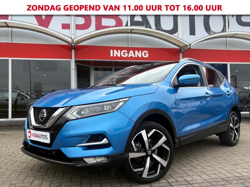 Nissan QASHQAI 1.3 DIG-T TEKNA+ PANO LEER EL. STOELLEN NAVI, Gebruikt, Huisgarantie, Met garantie (alle), Blauw