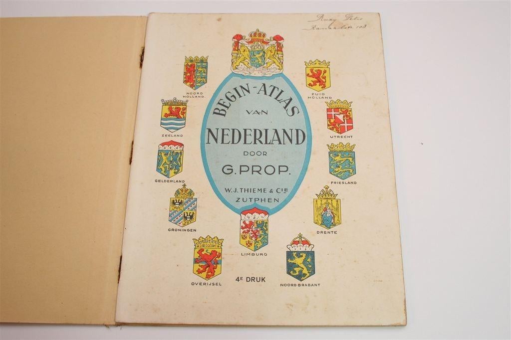 Antieke Schoolatlas Prop [1928] — Met 12 Historische Kaarten, Gelezen, Ophalen of Verzenden, Landkaart, 1800 tot 2000