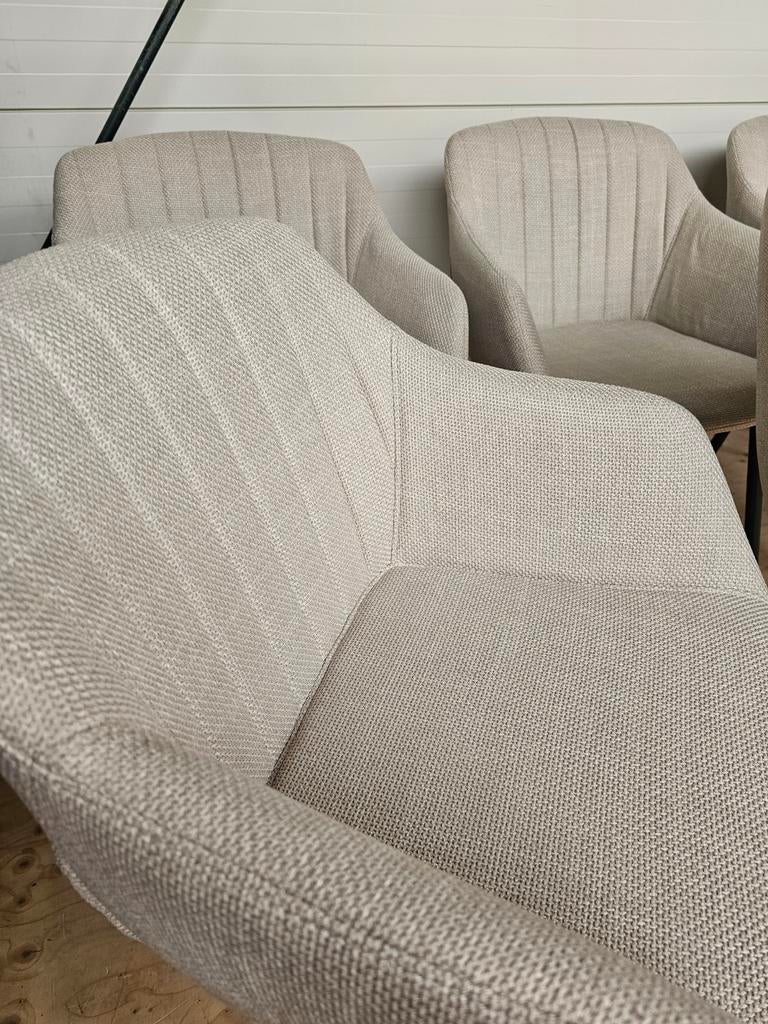 SET VAN 6 - Stijlvolle Stoel met Armleuning - Linnen Look, Ophalen, Overige kleuren, Modern, Scandinavisch, SET VAN 6 - Stijlvolle Stoel met Armleuning - Linnen Look